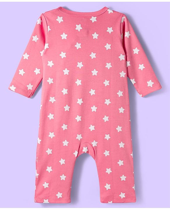 Babyhug Disney Interlock Knit Full Sleeve Rompers with Heart Minnie & Mickey Mouse Graphics Pack of 3 - Pink & White