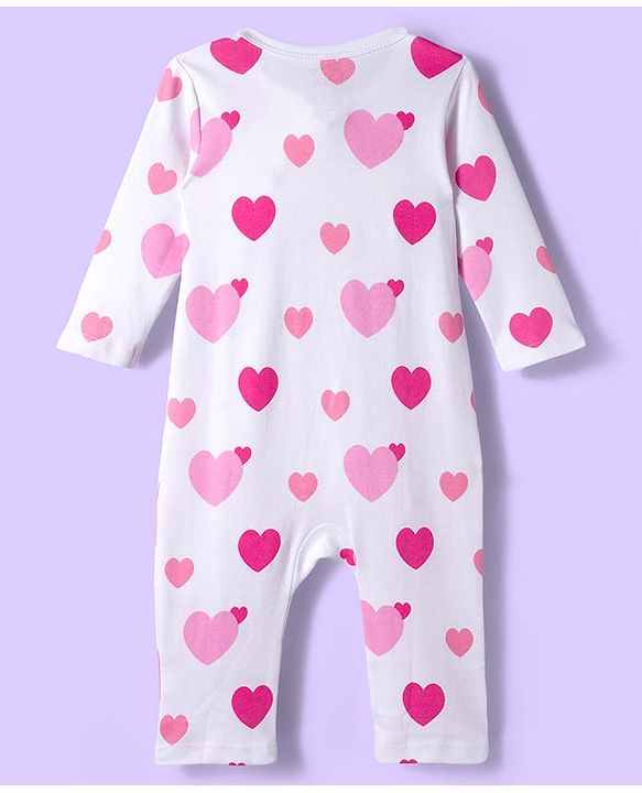 Babyhug Disney Interlock Knit Full Sleeve Rompers with Heart Minnie & Mickey Mouse Graphics Pack of 3 - Pink & White