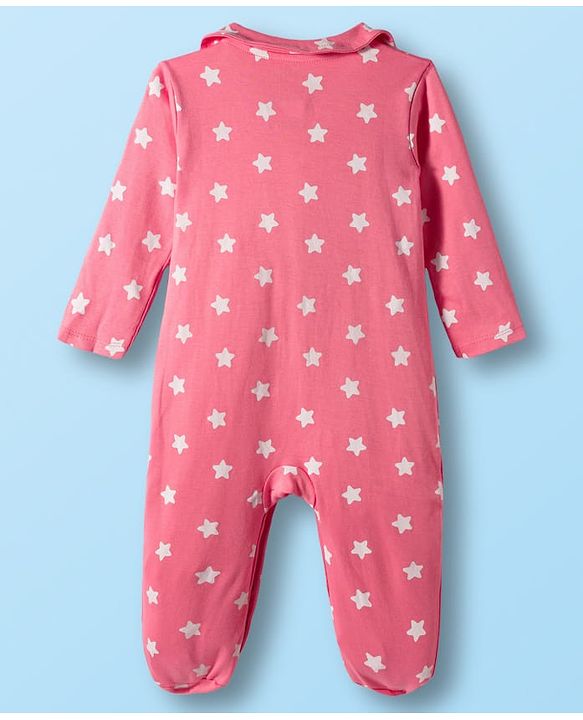 Babyhug Disney Interlock Knit Full Sleeves Sleep Suits With Minnie & Friends Graphics Pack Of 2 - Pink & White
