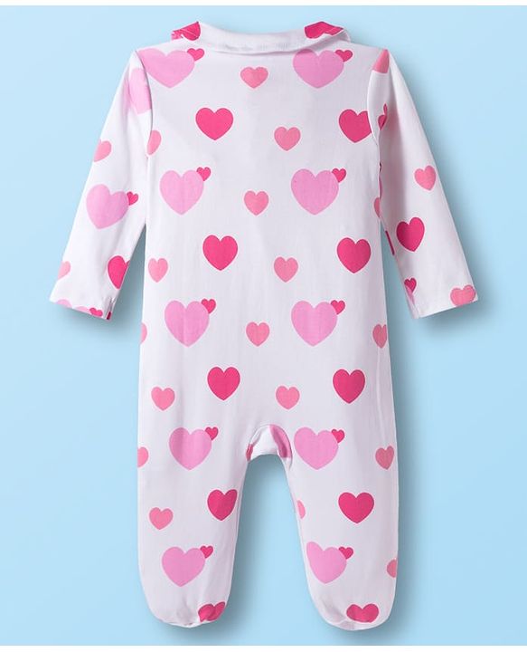 Babyhug Disney Interlock Knit Full Sleeves Sleep Suits With Minnie & Friends Graphics Pack Of 2 - Pink & White