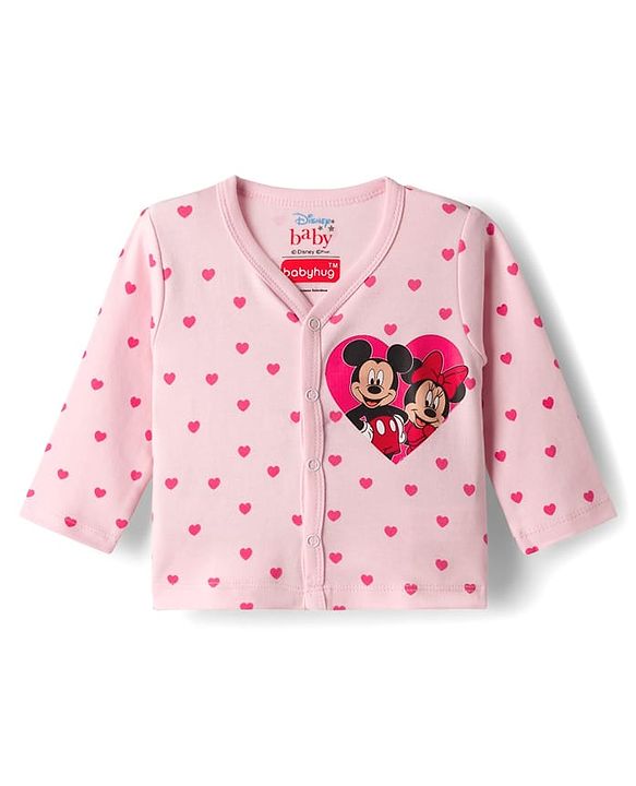Babyhug Disney Interlock Knit Full Sleeves Jhablas With Minnie & Friends Print Pack Of 3 - Pink White & Dark Pink