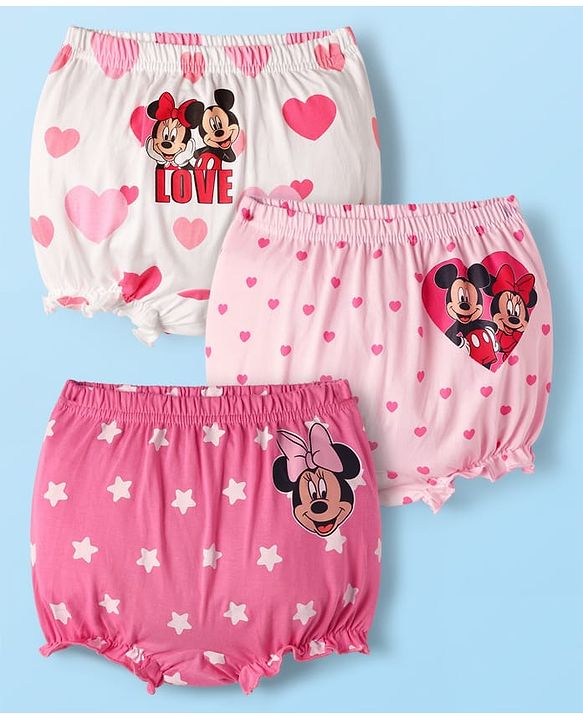 Babyhug Disney 100% Cotton Bloomers With Minnie & Friends Graphic Pack Of 3 - Multi Colour
