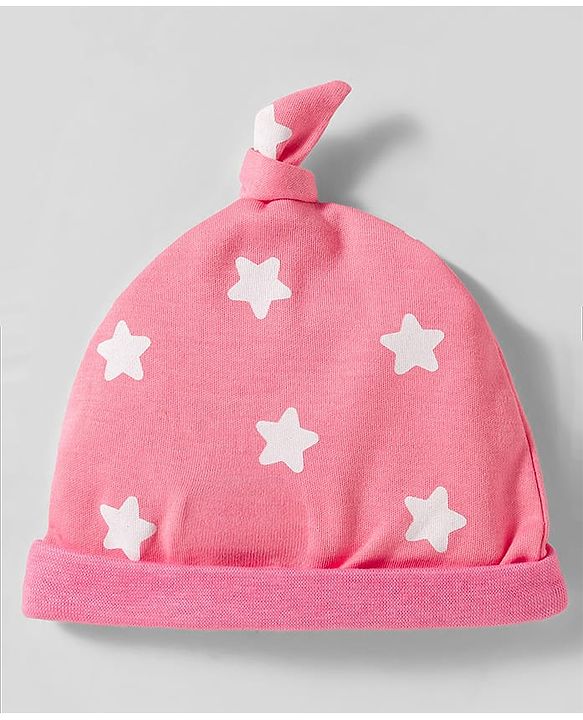 Babyhug Disney Interlock Knit Knot Cap with Minnie Mouse Graphics Pack of 3 Pink & White - Diameter 10 cm
