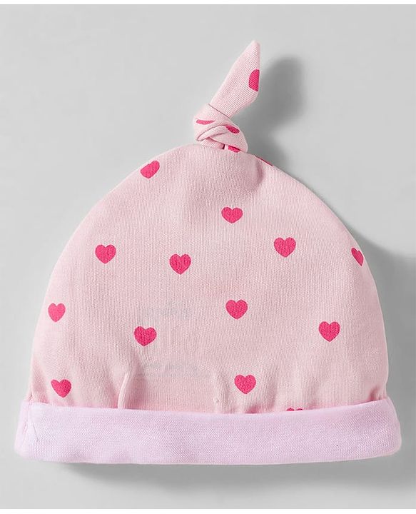 Babyhug Disney Interlock Knit Knot Cap with Minnie Mouse Graphics Pack of 3 Pink & White - Diameter 10 cm