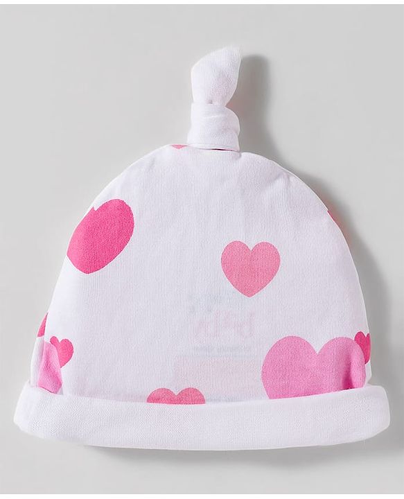 Babyhug Disney Interlock Knit Knot Cap with Minnie Mouse Graphics Pack of 3 Pink & White - Diameter 10 cm