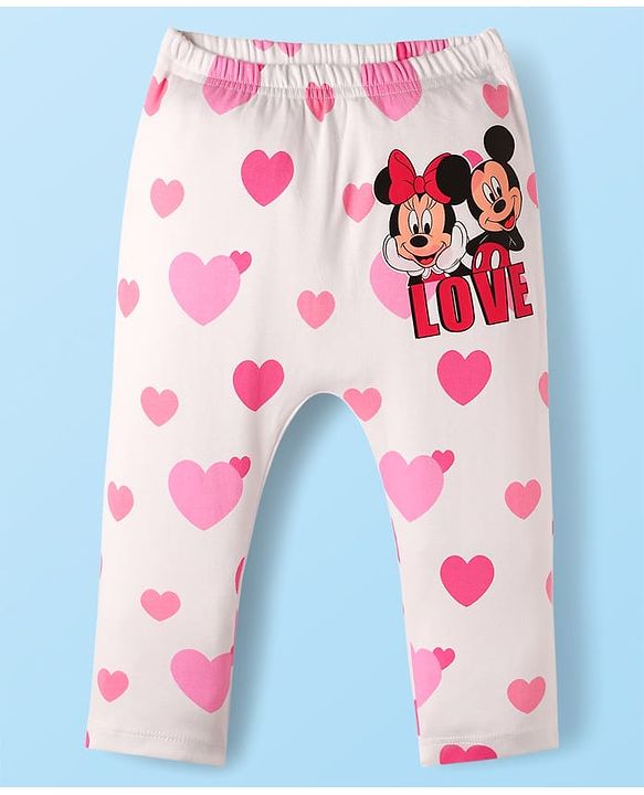 Babyhug Disney 100% Cotton Full Length Diaper Leggings With Minnie & Friends Graphic Pack Of 3 - Multi Colour
