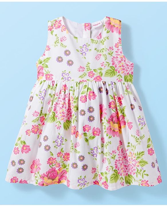 Babyhug Cotton Woven Half Sleeves Frock With Shrug & Floral Print - Pink & White
