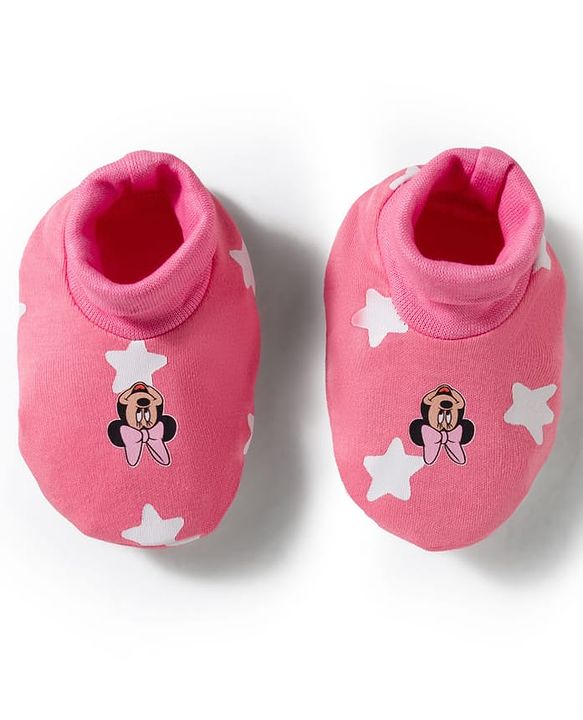 Babyhug Disney Cap Mitten & Booties With Minnie Mouse Pink - Diameter 10 cm