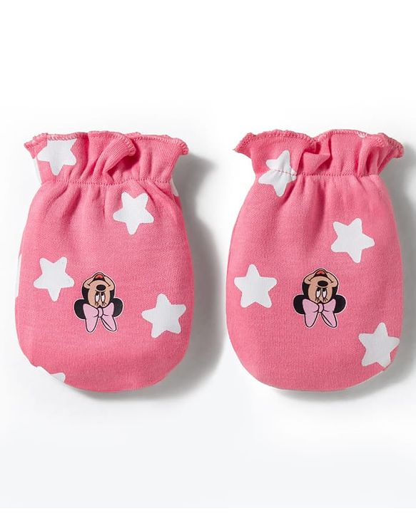 Babyhug Disney Cap Mitten & Booties With Minnie Mouse Pink - Diameter 10 cm