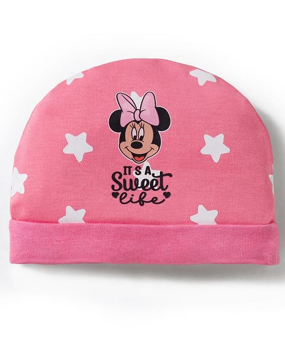 Babyhug Disney Cap Mitten & Booties With Minnie Mouse Pink - Diameter 10 cm