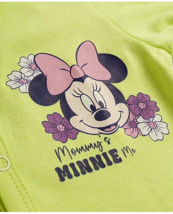 Babyhug Disney Interlock Knit Full Sleeves Jhablas With Minnie Mouse Graphics pack Of 3 - Lime Green Purple & White