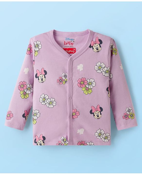 Babyhug Disney Interlock Knit Full Sleeves Jhablas With Minnie Mouse Graphics pack Of 3 - Lime Green Purple & White