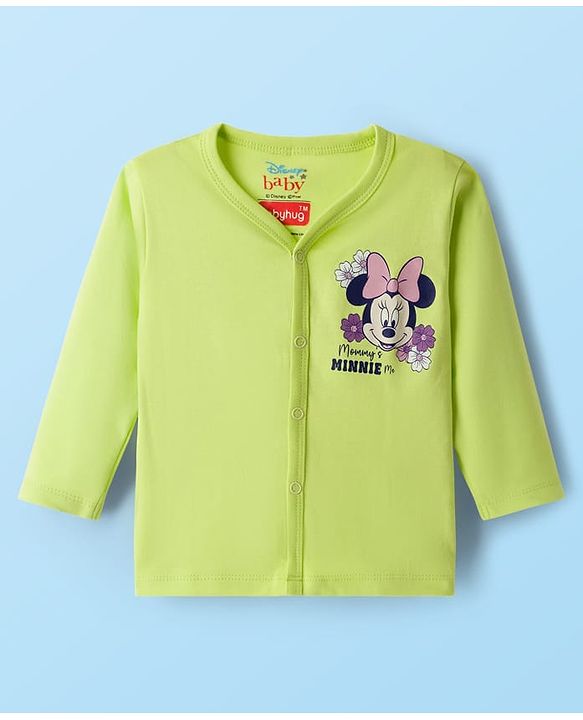 Babyhug Disney Interlock Knit Full Sleeves Jhablas With Minnie Mouse Graphics pack Of 3 - Lime Green Purple & White