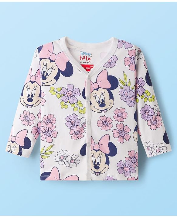 Babyhug Disney Interlock Knit Full Sleeves Jhablas With Minnie Mouse Graphics pack Of 3 - Lime Green Purple & White