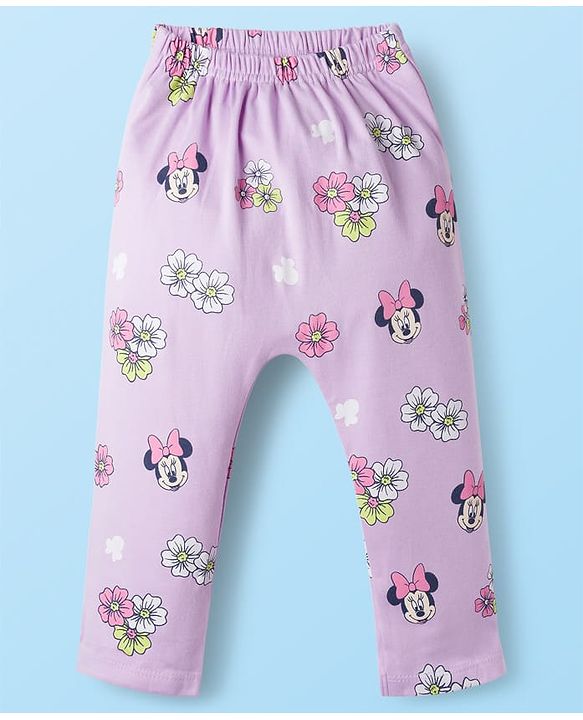 Babyhug Disney Interlock Knit Full Length Diaper Leggings With Minnie Mouse Graphics Pack of 3 - Multicolor