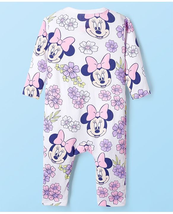 Babyhug Disney Interlock Knit Full Sleeves Rompers With Minnie Mouse Graphics Pack of 3 - Light Green & Lavender
