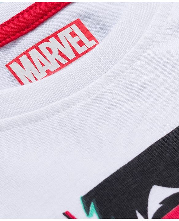Pine Kids Marvel Single Jersey Knit Full Sleeves Night Suit With Avengers Graphics - White