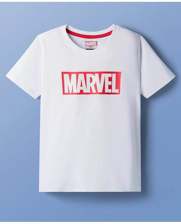 Pine Kids Marvel Single Jersey Knit Half Sleeve T-Shirt & Shorts  Set with Avengers Graphics - White