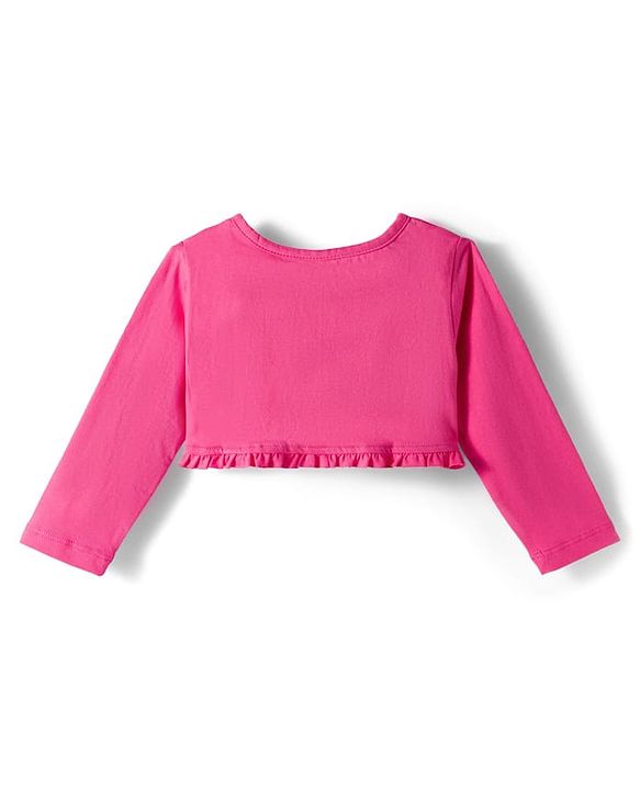 Babyhug Cotton Woven Full Sleeves Shrug & Frock with Floral Print - Pink & White