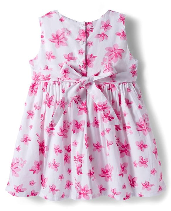 Babyhug Cotton Woven Full Sleeves Shrug & Frock with Floral Print - Pink & White