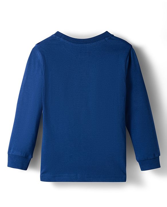 Babyhug Single Jersey Knit Full Sleeves T-Shirt & Joggers Set with Really Happy Text Print - Navy Blue
