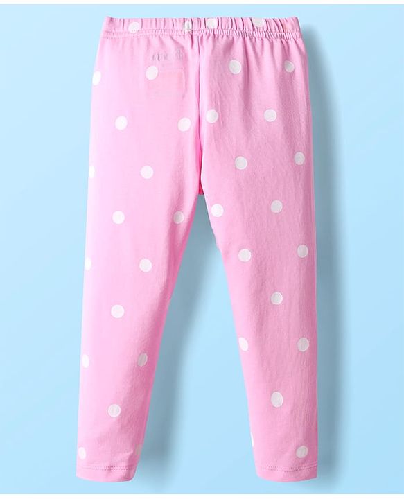 Babyhug Disney Cotton Lycra knit Full Length Legging With Minnie Mouse Graphics Pack of 2 - Yellow & Pink