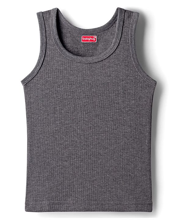 Babyhug Knit Sleeveless Solid Thermal Vest - Grey