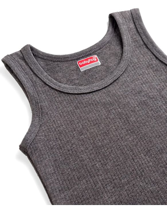 Babyhug Knit Sleeveless Solid Thermal Vest - Grey