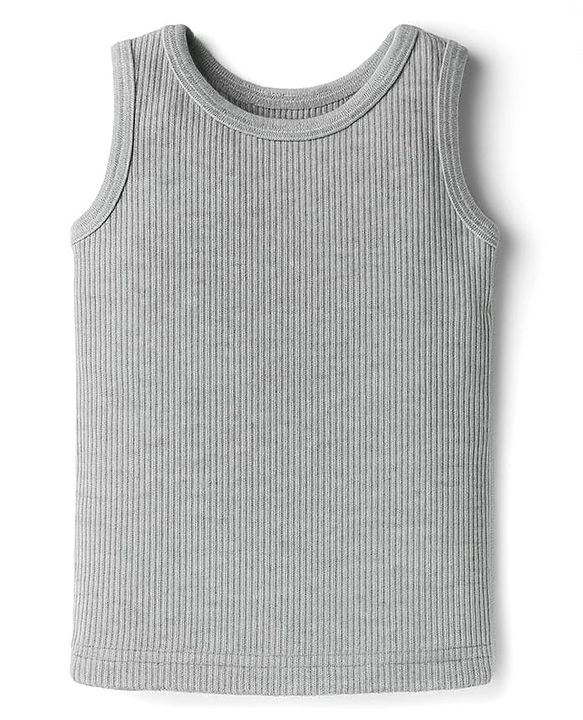 Babyhug Knit Sleeveless Solid Colour Thermal Inner Vest - Light Grey