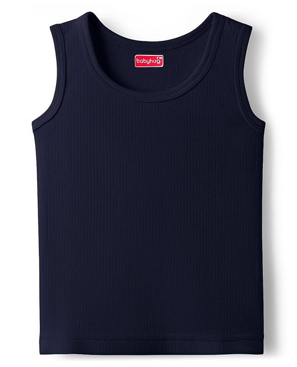 Babyhug Knit Sleeveless Solid Thermal Vest - Navy Blue
