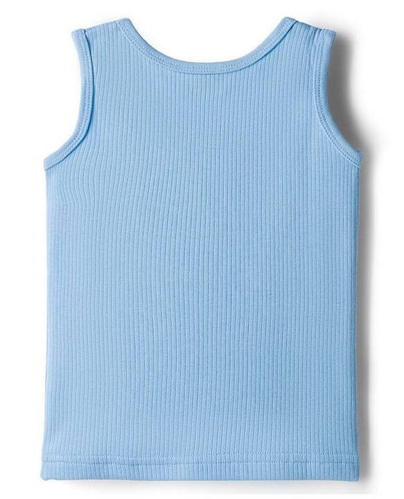 Babyhug Knit Sleeveless Solid Thermal Vest - Light Blue