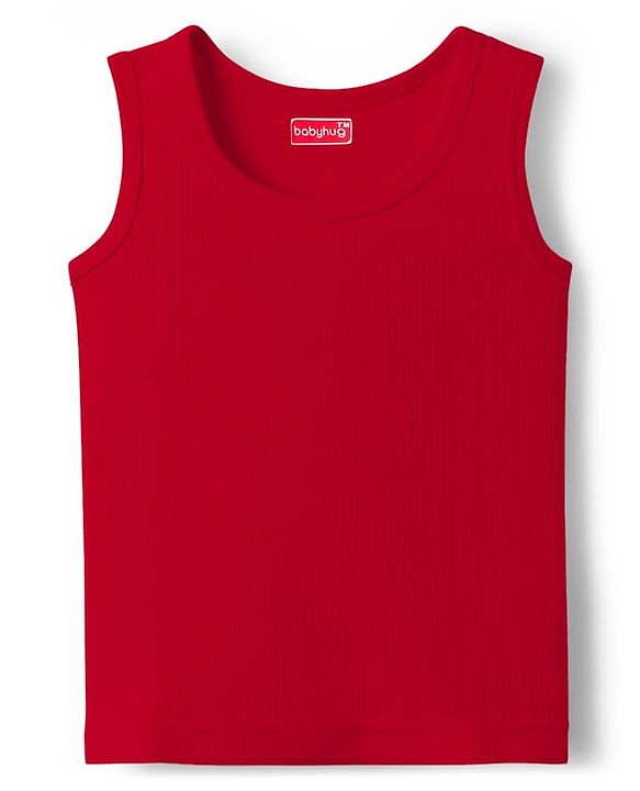 Babyhug Knit Sleeveless Solid Thermal Vest - Red