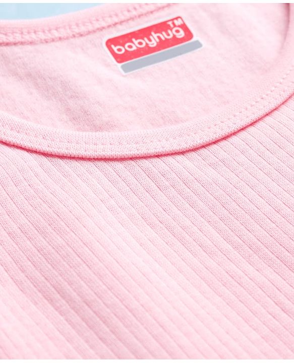 Babyhug Knit Sleeveless Solid Thermal Vest - Pink