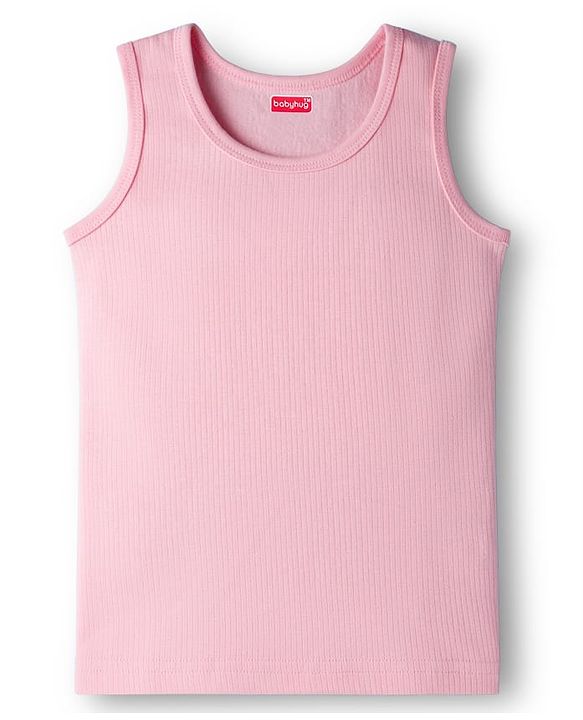 Babyhug Knit Sleeveless Solid Thermal Vest - Pink