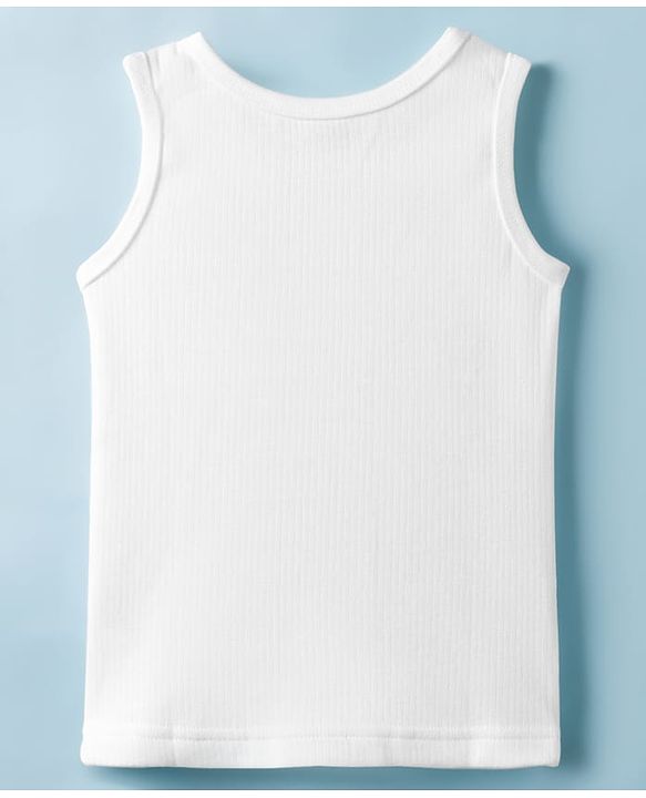 Babyhug Knit Sleeveless Solid Thermal Vest - Offwhite