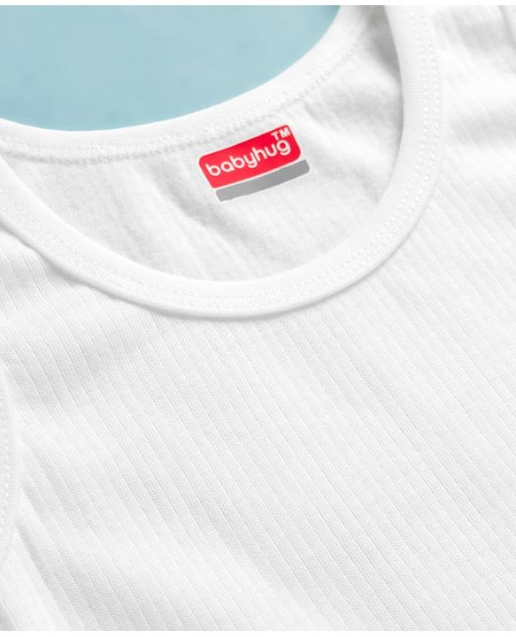 Babyhug Knit Sleeveless Solid Thermal Vest - Offwhite