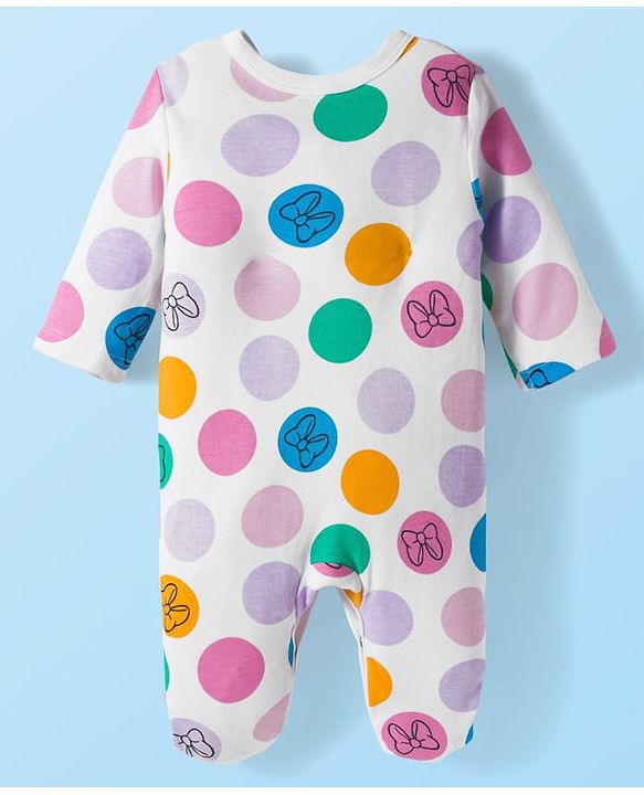 Babyhug Disney Full Sleeves Footed Sleep Suit With Minnie & Friends Graphics Pack Of 2 - Purple & White