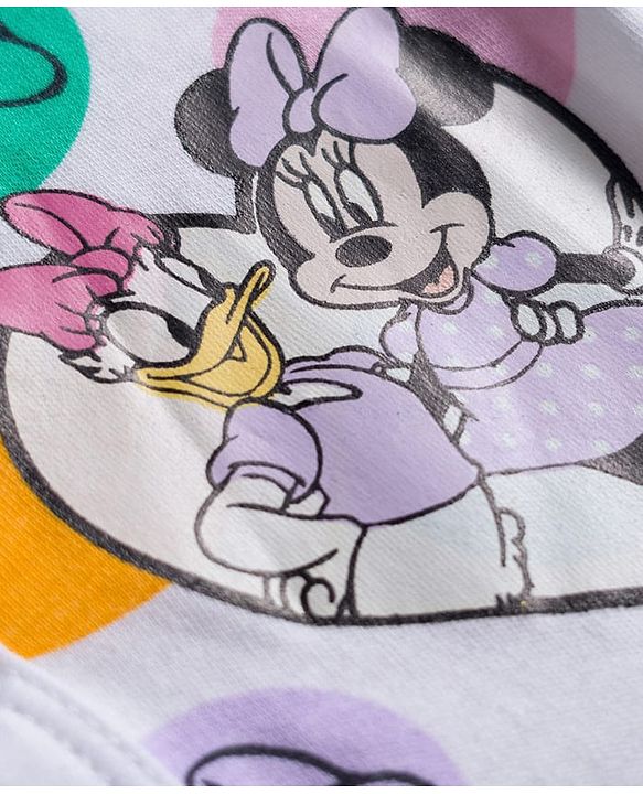 Babyhug Disney Full Sleeves Footed Sleep Suit With Minnie & Friends Graphics Pack Of 2 - Purple & White