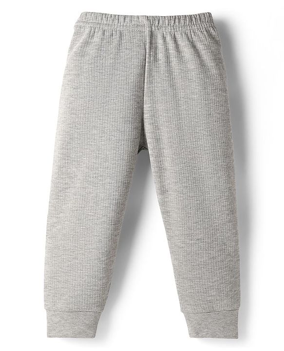 Babyhug Knit Full Sleeves Solid Front Open Thermal Set - Light Grey