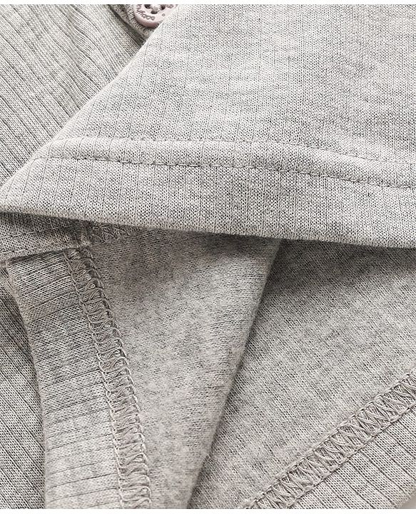 Babyhug Knit Full Sleeves Solid Front Open Thermal Set - Light Grey