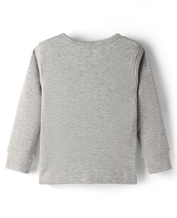 Babyhug Knit Full Sleeves Solid Front Open Thermal Set - Light Grey