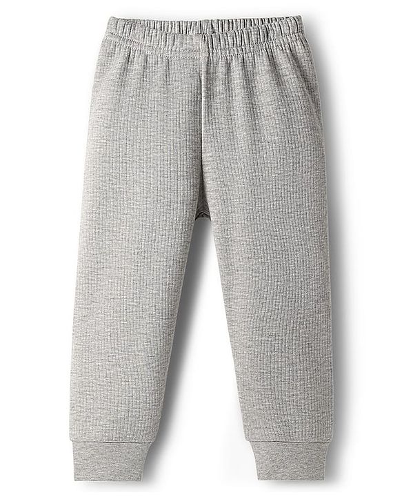 Babyhug Knit Full Sleeves Solid Front Open Thermal Set - Light Grey