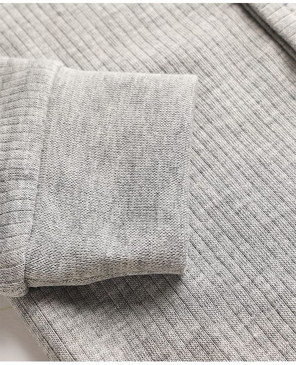 Babyhug Knit Full Sleeves Solid Front Open Thermal Set - Light Grey