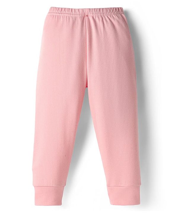 Babyhug Cotton Knit Full Sleeves Front Open Solid Coloured Thermal Wear Jhabla & Pant Set - Pink