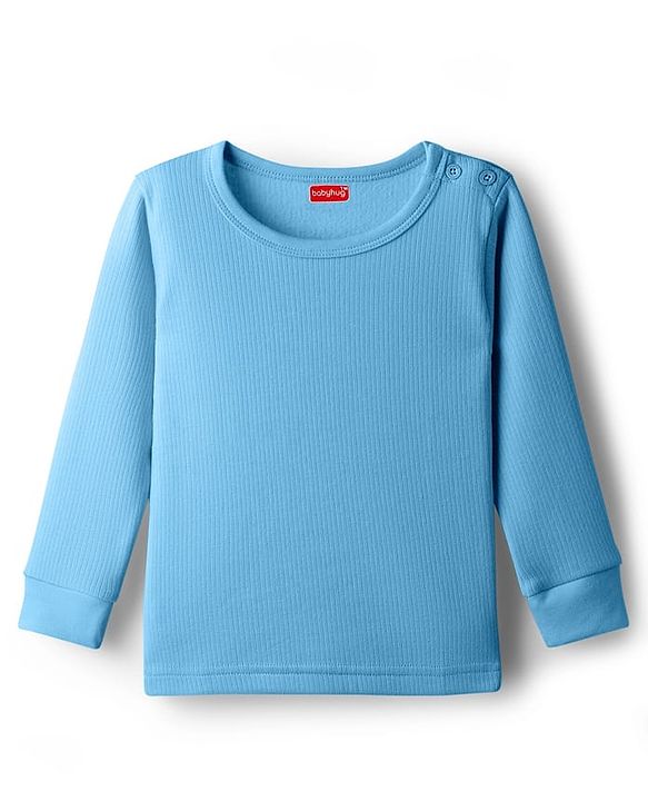Babyhug Knit Full Sleeves Solid Pullover Thermal Vest - Light Blue