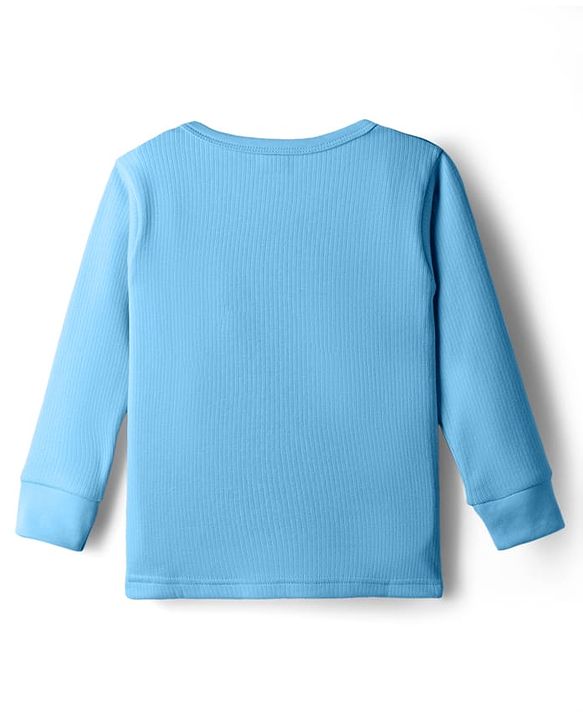 Babyhug Knit Full Sleeves Solid Pullover Thermal Vest - Light Blue