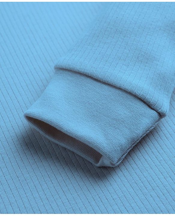 Babyhug Knit Full Sleeves Solid Pullover Thermal Vest - Light Blue