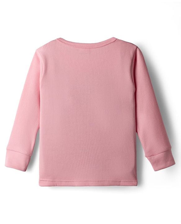Babyhug Knit Full Sleeves Solid Pullover Thermal Vest - Pink