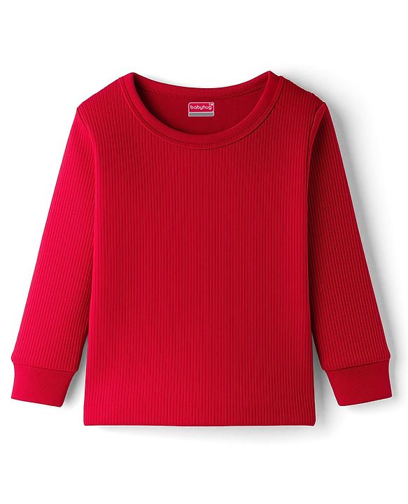 Babyhug Knit Full Sleeves Solid Colour Thermal Inner Pullover Vest - Red