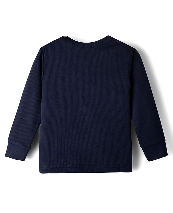 Babyhug Knit Full Sleeves Solid Pullover Thermal Vest - Navy Blue